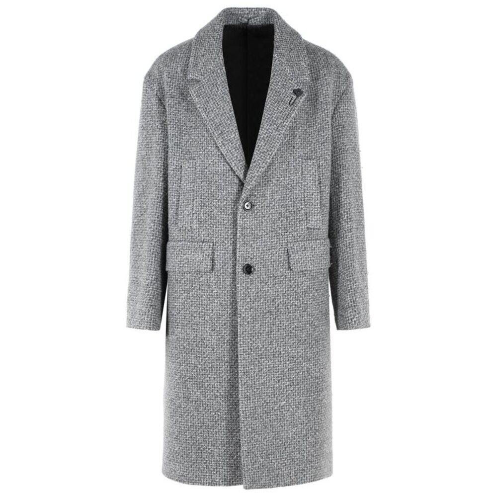 Lardini Grey Virgin Wool Blend Coat Men